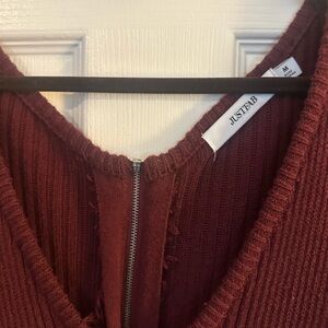 JustFab Women's Deep Red V-Neck Dress